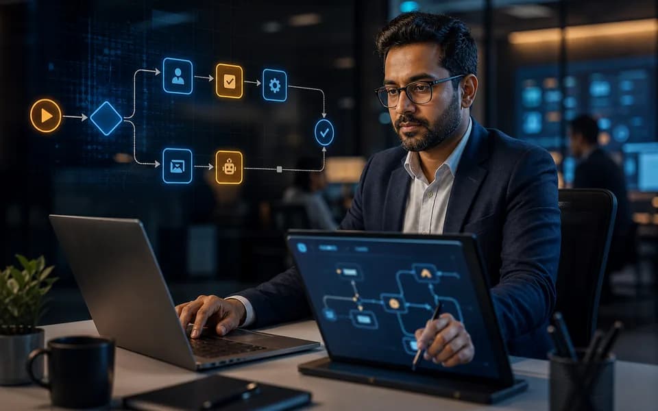 Operations manager configuring an automated approval and business process workflow